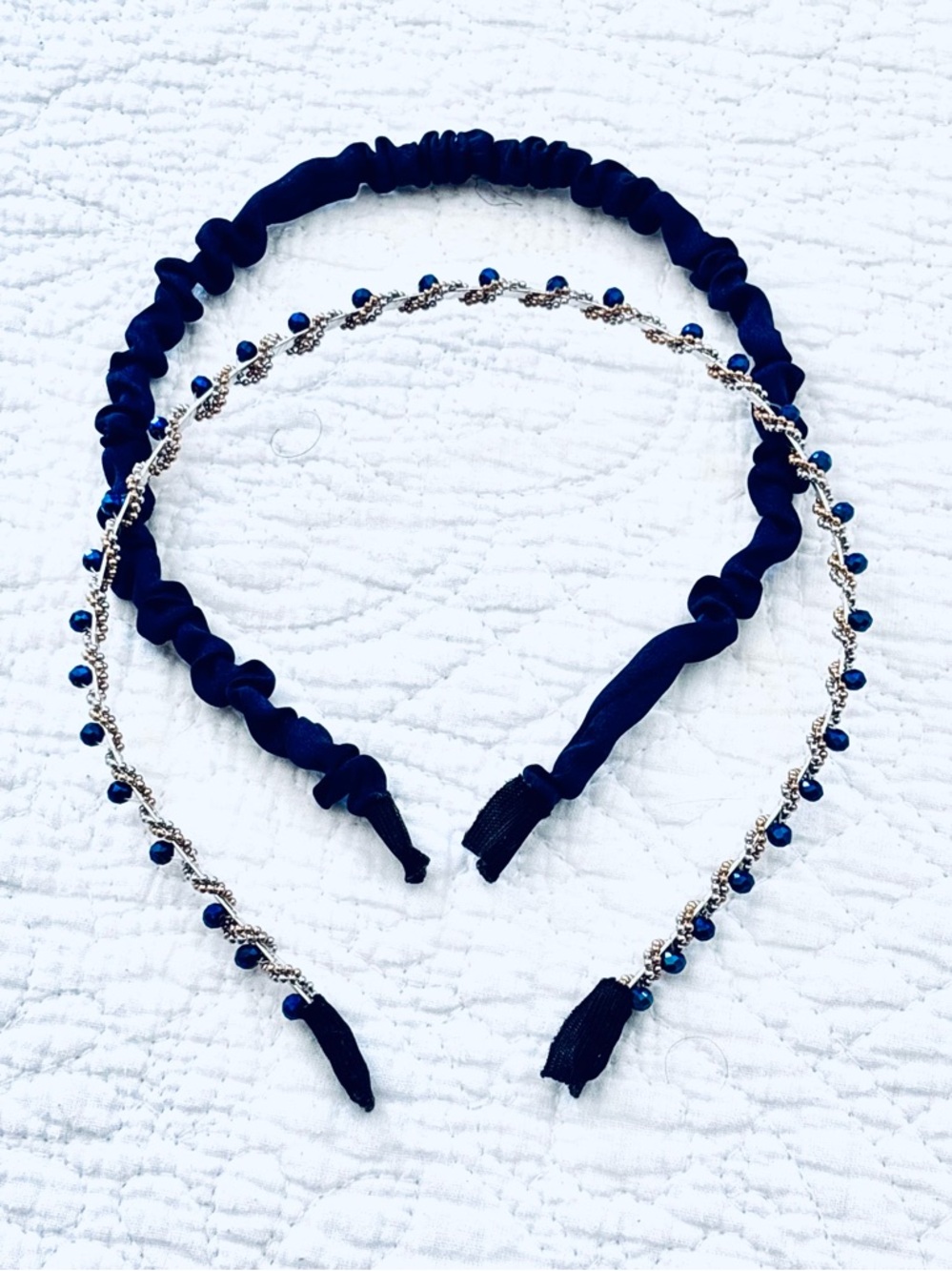 ❗️Urban Outfitters Navy Beaded Double Headbands -2